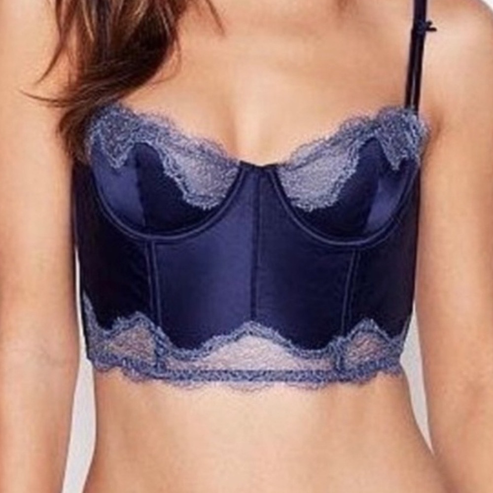 NWT Victoria’s Secret Satin and Lace Navy Corset top